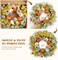 Fall Wreaths for Front Door, 22-24” Seasonal Wreath Decorations with Pumpkins/Berries(Flockingleave)4"D x 22"W x 22"H